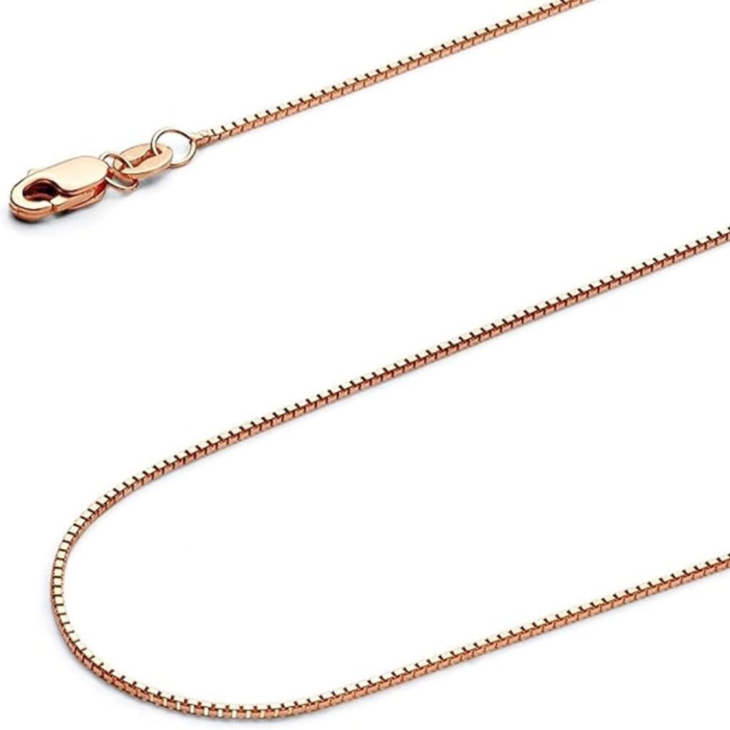 Yellow/White/Rose Gold Box Link Chain Necklace For Women Or Men